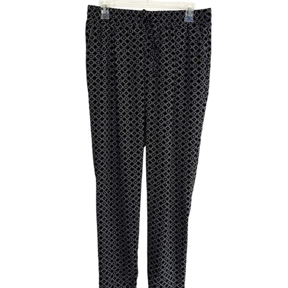 Zac & Rachel Palazzo Pants Medium Elastic Drawstring Waist Black White Geometric - Picture 5 of 12